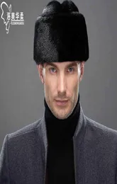 Mink Fur Hat for Men Cap Old w zimowej na świeżym powietrzu ciepłe i wilgotne ludzie w całej norce Nowe ojciec3719692