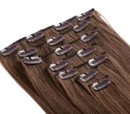 Top quality 1624inch 8pcsset Clip In Hair Extension 150g natural human hair 1 2 4 Color6228580