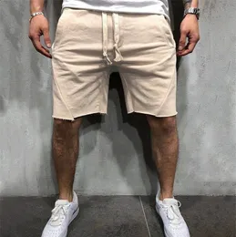 Mens solid color torn hem shorts hip-hop street clothing mens gym fitness shorts jogger sportswear shorts 240219