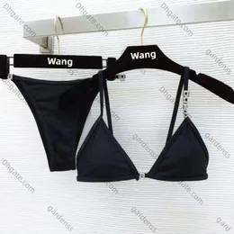 Новый комплект бикини со стразами и буквами Wang, роскошный бренд Y2k, высокое качество, модные сексуальные женские пляжные купальники-бикини 5A