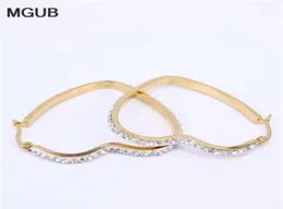 Brincos de argola de cristal em forma de coração de aço inoxidável joias femininas populares vendendo joias baratas cor dourada lh16027329410001