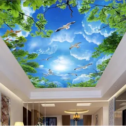 Personalizzato po 3d soffitto murales carta da parati nuvole bianche 3d soffitto murales carta da parati per pareti 3d275a