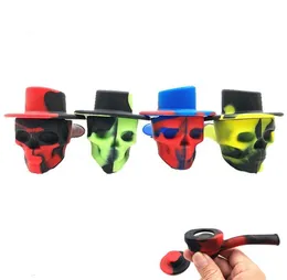 Tobacco Pipe Skull Shaped Silicone Pipes Camo Hand Pipes Unbreakable Hand Pipe Latest Bong Smoking Accessories 4 Designs 10pcs YW12290163