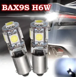 4PCS BAX9S H6W 5SMD CAR LEDサイド電球尾部駐車インテリアライト電球6000Kキャンバスエラー12V1500415