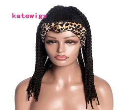 Synthetic Headband Wig Braiding Hair Wigs For women Leopard Turban Wrap Brown Ponytail Curly91510383052890
