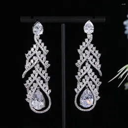 Dangle Earrings Luxury Water Droplet Flame For Women Wedding Drip Zircon Dubai Bridal Drop E1175
