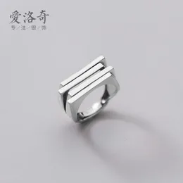 Aloqi S925 Silver Korean Edition Fashion Personality Irregular Square Ring Feminine Style Thai Finger J8029 6OY2