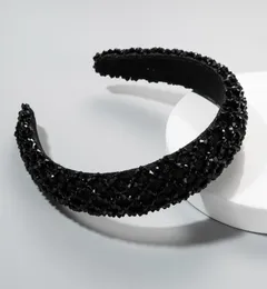 Tyg handgjorda sträng kristall hårband kvinnliga eleganta bredbädda insatser förtjockade svamphuvudband3731798