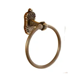 Кольца для полотенец под старинное золото Настенный держатель для халата из твердой латуни Аксессуары для ванной комнаты9587234