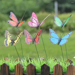 Decorazioni da giardino 15 Pz/lotto 4/7 cm Farfalla Artificiale Simulazione Pali Cortile Pianta Prato Decor Farfalla Finta Casuale