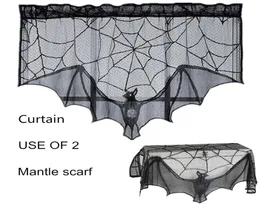 Halloween black bat curtain lace Mantle scarf 93x57 cm 36x22 inch drop down set of 2185G5404715