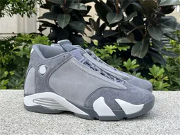 Newest 14 Flint Grey Stealth White Outdoor Shoes Men Suede Cool Grey Real Carbon Fiber Sports Sneakers With Original Box US7-13