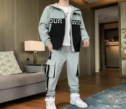 Men039S Tracksuits Men Tracksuit 2022 옷 2 PCS 세트 재킷과 바지 Man Hip Hop Streetwear Clothing Jogging Sweatsui1227894