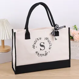 New style personalized design lace letter canvas blank tote bag