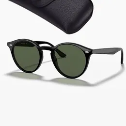 Klassische Brillen Runde Sonnenbrille Männer Frauen Top Qualität Mode Acetat Rahmen Sonnenbrille für Männlich Weiblich mit Leder Box Gafas De Sol