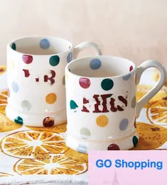 Nya muggpar koppar polka dot ceramic vatten kopp kaffekopp bröllop presentkoppar