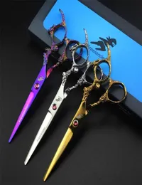 6quot hair scissors professional salon hairdressing japanese barber Colorful dragon handle styling 2202126678651