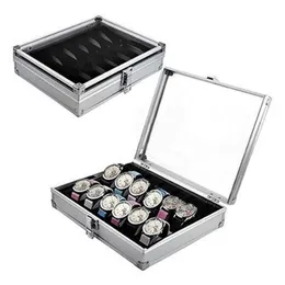 High Quality Metal case 6 12 Grid Slots Wrist Watch Display case Storage Holder Organizer Watch Case Jewelry Dispay Watch Box T200205c