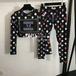 Polka Dot Tracksuit luksusowe kobiety jogi stroje modne zbiorniki bez rękawów