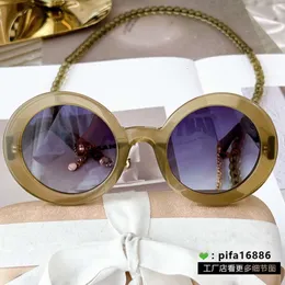 Xiaoxiang womens pearl chain round trendy glasses fashionable sunglasses 5489