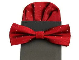 Bow Tie Set Insert Pocket Square Handkakor Square Thandduk Butterfly Dot Handkie för man Bowknot Black Red Wedding 2Setlot8736750