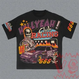 Harajuku racing cranio magliette grafiche T-shirt Goth oversize Y2k Top Felpa gotico abbigliamento donna streetwear abbigliamento uomo 240126