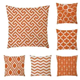Хлопково-льняная наволочка с геометрическим рисунком, оранжевая серия, декоративные подушки для дивана, автомобильное сиденье, наволочка 45x45 см, домашний декор271C