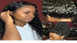 360 peruca frontal de renda água molhada ondulada 28 polegadas onda encaracolada pré-selecionada com cabelo de bebê perucas humanas malaias para mulheres negras frontal completa5878671