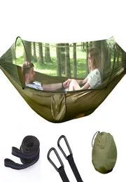 Automatisk utbredd Hammock Ultralight Parachute Hammock Hunting Myggnät DUBBLE Lyftande utomhusmöbler Hammock 250x120cm S5898449