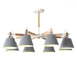 Lampade a sospensione Lampadario LED nordico per soggiorno Luci a sospensione Lustres Para Sala De Jantar Paralume Sala da pranzo in legno Apparecchi di illuminazione per la casa