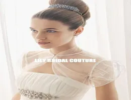 2012 Nowe krótkie rękawy Wysokie kołnierz Tiul Kurtka ślubna Bridal Bolero Akcesoria ślubne Wraps8904005