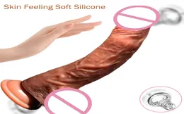 Wireless Remote Control Skin känns livliga dildos teleskopisk vibration stor penis med temperatur och sucker för kvinnor 2106185967388