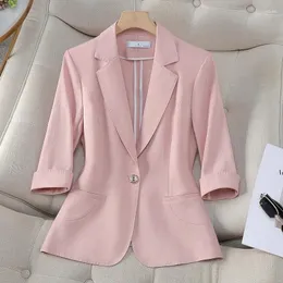 Ternos femininos meia manga elegante blazers jaquetas casaco para mulheres estilos formais senhoras profissionais negócios trabalho wear carreira entrevista