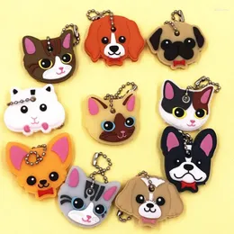 Klasynie 10pcs/Lot Cartoon Cute Key Chain Man Cover Cap Pvc Animal Kids Pierścień Kota