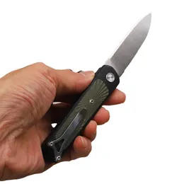 A2255 Flipper Folding Knife 14C28N Satin Drop Point Blade CNC G10 Handle Ball Bearing Fast Open EDC Pocket Folder Knives