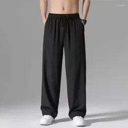 Мужские брюки 2024 Ice Silk Мужские спортивные штаны для бега Мужская уличная одежда Y2k Спортивная одежда Брюки для бега в тренажерном зале Большие мешковатые широкие брюки прямые