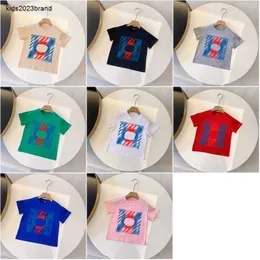 New kids T shirts Square pattern printing summer boys top Size 90-150 CM designer baby clothes girl Short Sleeve cotton child tees 24Feb20