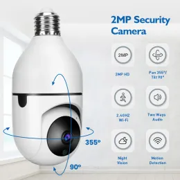 DP17 200W E27 Ampul Gözetim Kamerası 1080p Gece Görme Hareket Algılama Dış Mekan Kapalı Ağ Güvenlik Monitör Kameraları ZZ