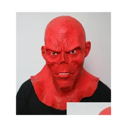 أقنعة الحفلات Whlosale Halloween Devil Red Skl Mask Horro Fl Head Ghost Latex Movie Monster Cosplay Haunted House Drop Deliver