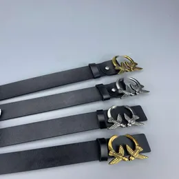 4.0 Wide Antique Belt with Alloy Buckle Swallow Style Fashion Versatile Cowhide Durable Belts designer