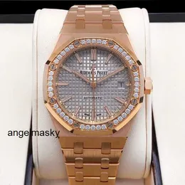 AP Watch Кварцевые наручные часы Наручные часы Мужские часы Серия Royal Oak Диаметр 37 мм 18-каратное розовое золото Оригинальный бриллиант Автоматические механические мужские часы Fashion Lu