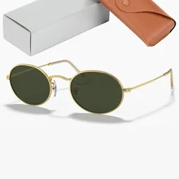 Óculos de sol ovais clássicos masculinos e femininos, óculos de sol para homens e mulheres, lentes de vidro real com proteção uv400 e estojo de couro