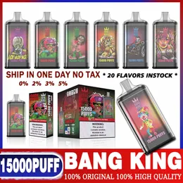 Oryginalny Bang King 15000 Puffs Do jednorazowe Vape E papierosy 0% 2% 3% 5% Puff 15k 25 ml Prefilled Pod 1 1,0OHM Cewka siatki 650 mAh akumulator Vaper Pen Pen