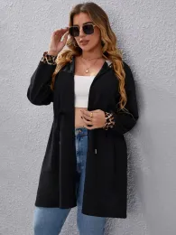 Headphone/Headset Plus Size 4xl Belt Black Outerwear Women Long Sleeve Trench Coats Autumn Vintage Elegant Oversized Overcoat Solid Clothing