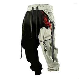 Calças masculinas calças masculinas harajuku d padrão impressão sweatpants homens casual hip hop dstring primavera bolso bandagem sportswear trous dh1uz