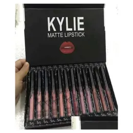 Lip Gloss Kylie Jenner Lip Gloss Fa Brithday Take Me On Kyshadow Storm 12 Colors Matte Liquid Lipsticks Cosmetics 12Pcs Lipgloss Set20 Dhjah