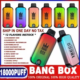 Bang Box 18000 18k Puffs Einweg-E-Zigaretten-Vape-Pod-Gerät 850 mAh Akku 26 ml vorgefüllt Vs Puff 12000 12k 9000 Puff 18000 Bang King 15k Digital Puff 18k