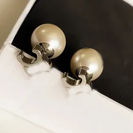 Luxuriöse große Perlen-Buchstaben-Designer-Ohrringe für Frauen, 18 Karat Gold, Ohrstecker, eleganter Charme, doppelseitige Kugel-Ohrringe, Ohrringe, Hochzeitsschmuck