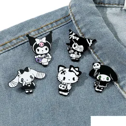 Acessórios dos desenhos animados Halloween Dark Horror Kuromi Cats Melody Broche Filmes Bonitos Jogos Hard Esmalte Pins Coletar Mochila Hat Bag Coll Dh0Ae