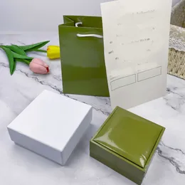 luxury VAN brand clover designer jewelry box packing earrings necklaces bracelets rings top quality dark green dust pouch bags gift plain boxes